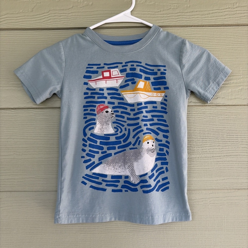 Tea Collection Sea Animal Boat Graphic Crewneck Tee Shirt Tshirt Unisex Boy 5